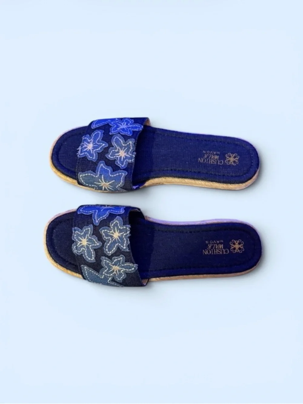 New ~ Avon~ Shoes ~ Cushion Walk ~ Blue Denim ~ Slide Sandals ~ Women’s ~ Size 9